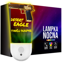 Lampka Nocna LED dla Dziecka KARABIN BROŃ PISTOLET Desert gniazdka CZUJNIK