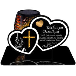 ZNICZ SOLARNY LED WIECZNY PODSTAWKA NA CMENTARZ GRÓB Serce EFEKT PŁOMIENIA DLA DZIADKÓW