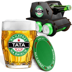 ZESTAW CZOŁG NA PIWO KUFEL PODSTAWKA PREZENT DLA TATY DZIEŃ OJCA TEŚCIA