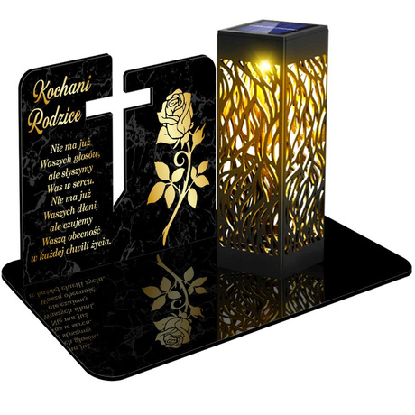 ZNICZ SOLARNY LED WIECZNY PODSTAWKA NA CMENTARZ GRÓB lampka 3D DLA RODZICÓW