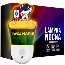 Lampka Nocna LED dla Dziecka ASTRONAUTA RAKIETA kontaktu gniazdka CZUJNIK