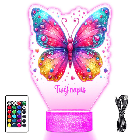 LAMPKA NOCNA LED 3D MOTYL MOTYLEK prezent dziecka URODZINY statuetka
