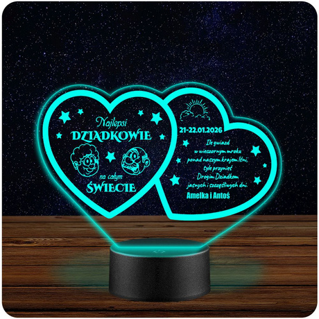 PREZENT DZIEŃ BABCI I DZIADKA NA LAMPKA NOCNA LED WIELOKOLOROWA z GRAWEREM