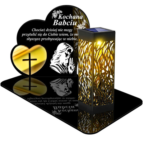 ZNICZ SOLARNY LED WIECZNY PODSTAWKA NA CMENTARZ GRÓB lampka Serce 3D DLA BABCI