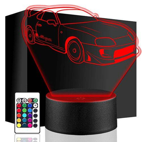 LAMPKA NOCNA LED TOYOTA SUPRA AUTO 3D + PILOT prezent URODZINY statuetka
