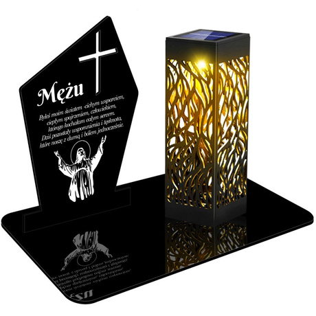 ZNICZ SOLARNY LED WIECZNY PODSTAWKA NA CMENTARZ GRÓB lampka Krzyż 3D dla Męża