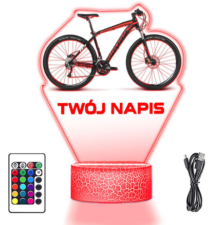 LAMPKA NOCNA LED 3D Rower Górski Dla Rowerzysty prezent dla dziecka URODZINY statuetka + pilot