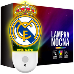Lampka Nocna LED dla Dziecka Real Madryt Piłka do kontaktu gniazdka CZUJNIK