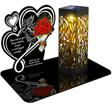 ZNICZ SOLARNY LED WIECZNY PODSTAWKA NA CMENTARZ GRÓB lampka Kwiaty 3D