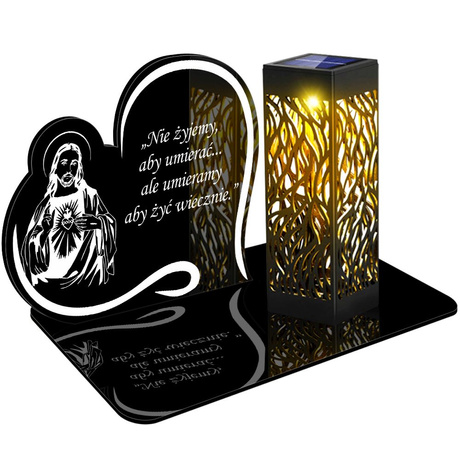 ZNICZ SOLARNY LED WIECZNY PODSTAWKA NA CMENTARZ GRÓB lampka Napis Serce 3D