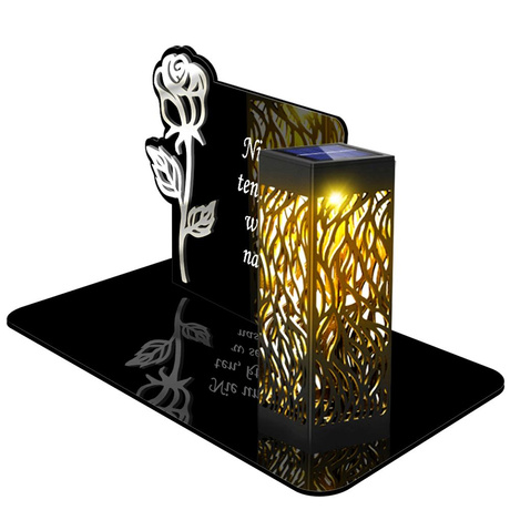ZNICZ SOLARNY LED WIECZNY PODSTAWKA NA CMENTARZ GRÓB lampka Róża 3D