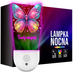 Lampka Nocna LED dla Dziecka KOLOROWY MOTYL kontaktu gniazdka CZUJNIK