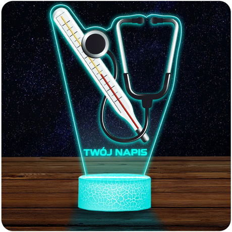 LAMPKA NOCNA LED 3D Służba Zdrowia dla Lekarza prezent dla dziecka URODZINY statuetka + pilot