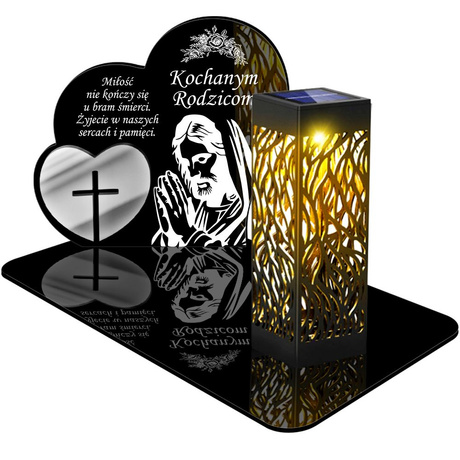 ZNICZ SOLARNY LED WIECZNY PODSTAWKA NA CMENTARZ GRÓB lampka Serce 3D DLA RODZICÓW