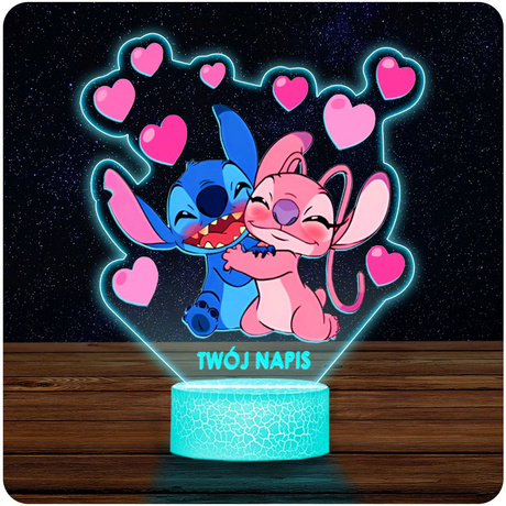 Lampka Nocna LED 3D z Imieniem Bajka Lilo i Stich Angel dla Dziewczynki