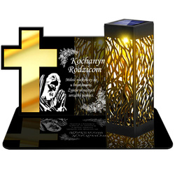 ZNICZ SOLARNY LED WIECZNY PODSTAWKA NA CMENTARZ GRÓB lampka Krzyż 3D DLA RODZICÓW