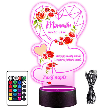 LAMPKA NOCNA LED prezent NA DZIEŃ MAMY MATKI dla mamy teściowej serce