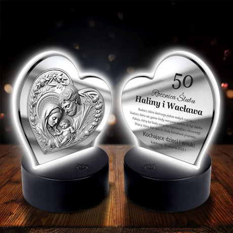 OBRAZEK LED PREZENT NA ROCZNICĘ ŚLUBU JUBILEUSZ 10 20 30 40 50 PAMIĄTKA