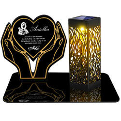 ZNICZ SOLARNY LED WIECZNY PODSTAWKA NA CMENTARZ GRÓB lampka 3D DLA Dziecka Syna Córki