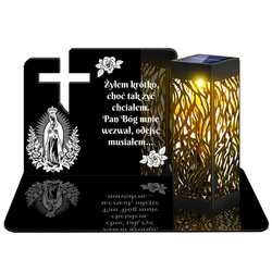 ZNICZ SOLARNY LED WIECZNY PODSTAWKA NA CMENTARZ GRÓB lampka Krzyż 3D
