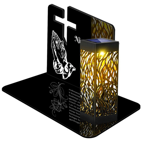ZNICZ SOLARNY LED WIECZNY PODSTAWKA NA CMENTARZ GRÓB lampka Krzyż 3D