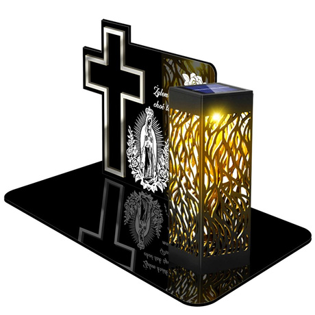 ZNICZ SOLARNY LED WIECZNY PODSTAWKA NA CMENTARZ GRÓB lampka Krzyż 3D