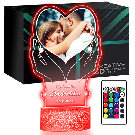 Lampka Nocna ramka prezent na WALENTYNKI DZIEWCZYNY chłopaka żony męża NIEJ z personalizacją