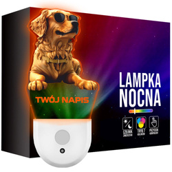 Lampka Nocna LED dla Dziecka PIESEK RETRIEVER do kontaktu gniazdka CZUJNIK