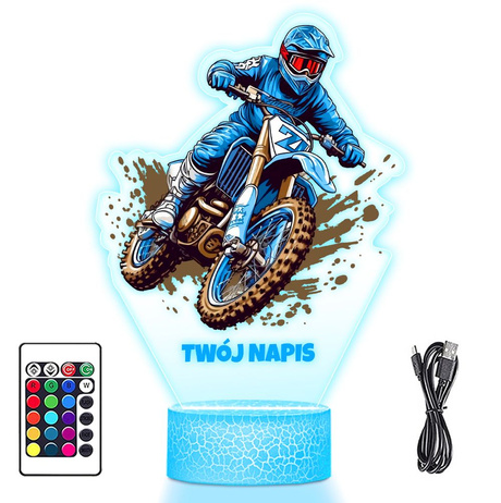 LAMPKA NOCNA LED 3D MOTOR CROSS prezent dziecka URODZINY statuetka