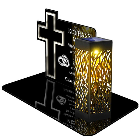 ZNICZ SOLARNY LED WIECZNY PODSTAWKA NA CMENTARZ GRÓB lampka Krzyż 3D DLA MĘŻA 