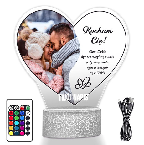 Lampka Nocna ramka prezent na WALENTYNKI DZIEWCZYNY chłopaka żony męża NIEJ z personalizacją