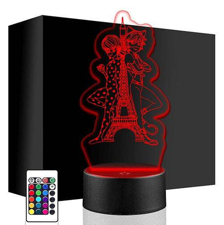 LAMPKA NOCNA LED MIRACULUM MIRACULOUS 3D + PILOT prezent URODZINY statuetka