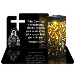 ZNICZ SOLARNY LED WIECZNY PODSTAWKA NA CMENTARZ GRÓB lampka Krzyż 3D