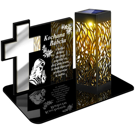 ZNICZ SOLARNY LED WIECZNY PODSTAWKA NA CMENTARZ GRÓB lampka Krzyż 3D DLA BABCI