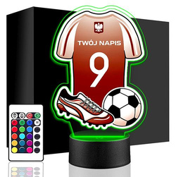 LAMPKA NOCNA LED Koszulka Piłkarska 3D + PILOT prezent dziecka URODZINY