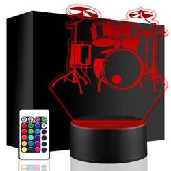 LAMPKA NOCNA LED PERKUSJA INSTRUMENTY 3D + PILOT prezent URODZINY statuetka