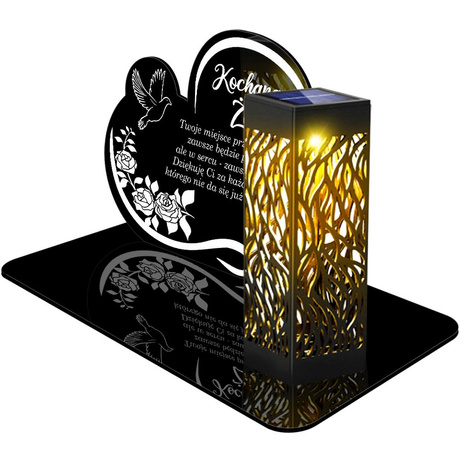 ZNICZ SOLARNY LED WIECZNY PODSTAWKA NA CMENTARZ GRÓB lampka Napis Serce 3D  DLA ŻONY