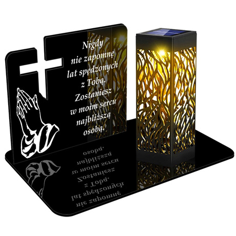 ZNICZ SOLARNY LED WIECZNY PODSTAWKA NA CMENTARZ GRÓB lampka Krzyż 3D
