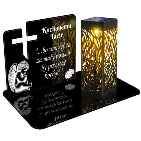 ZNICZ SOLARNY LED WIECZNY PODSTAWKA NA CMENTARZ GRÓB lampka Krzyż 3D DLA TATY