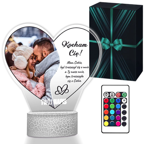 Lampka Nocna ramka prezent na WALENTYNKI DZIEWCZYNY chłopaka żony męża NIEJ z personalizacją