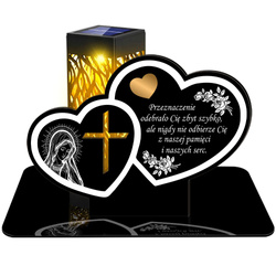ZNICZ SOLARNY LED WIECZNY PODSTAWKA NA CMENTARZ GRÓB lampka Serce 3D
