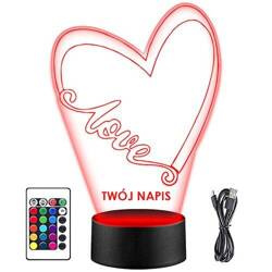 LAMPKA NOCNA LED prezent NA WALENTYNKI DLA DZIEWCZYNY CHŁOPAKA SERCE LOVE