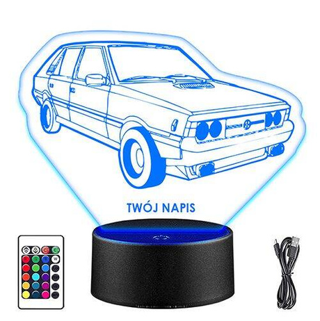 LAMPKA NOCNA LED POLONEZ AUTO AUTKO 3D + PILOT prezent URODZINY statuetka