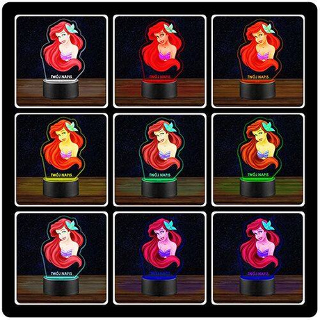 LAMPKA NOCNA LED MAŁA SYRENKA ARIEL 3D + PILOT prezent URODZINY statuetka