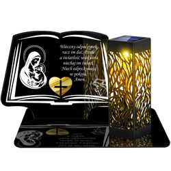 ZNICZ SOLARNY LED WIECZNY PODSTAWKA NA CMENTARZ GRÓB lampka Księga 3D