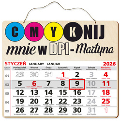 DREWNIANY KALENDARZ 2026 PREZENT GRAFIK UPOMINEK POD CHOINKĘ ŚWIĘTA