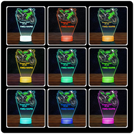 LAMPKA NOCNA LED 3D Motor Ścigacz Kawasaki Ninja prezent dla dziecka URODZINY statuetka + pilot