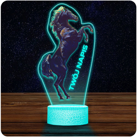 LAMPKA NOCNA LED 3D z imieniem KOŃ KONIK ZWIĘRZĘ prezent dla dziecka URODZINY statuetka + pilot