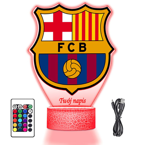 LAMPKA NOCNA LED 3D FC Barcelona Piłka prezent dziecka URODZINY statuetka