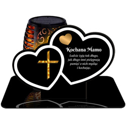 ZNICZ SOLARNY LED WIECZNY PODSTAWKA NA CMENTARZ GRÓB Serce EFEKT PŁOMIENIA DLA MAMY